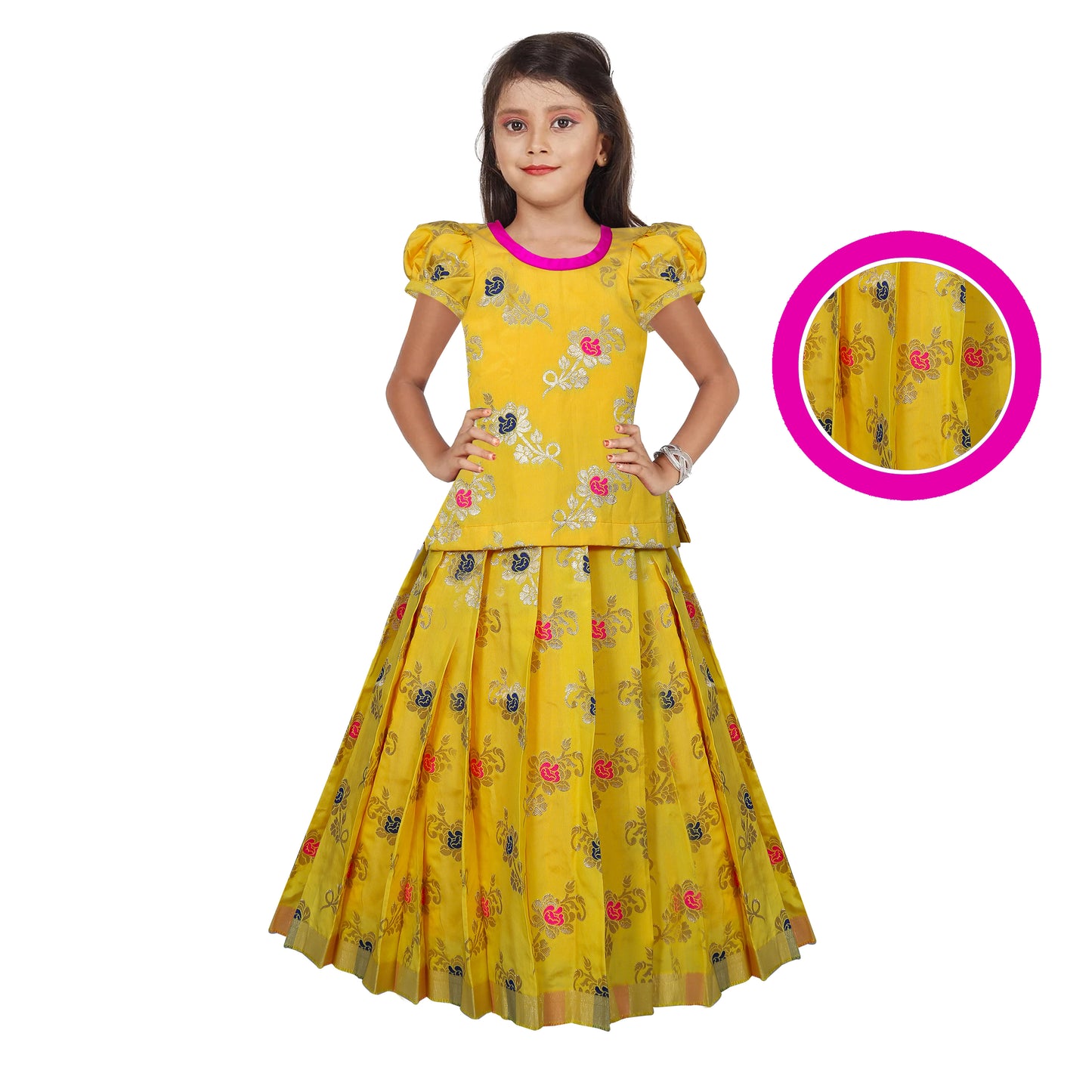 Adorable Yellow Pattu Pavadai