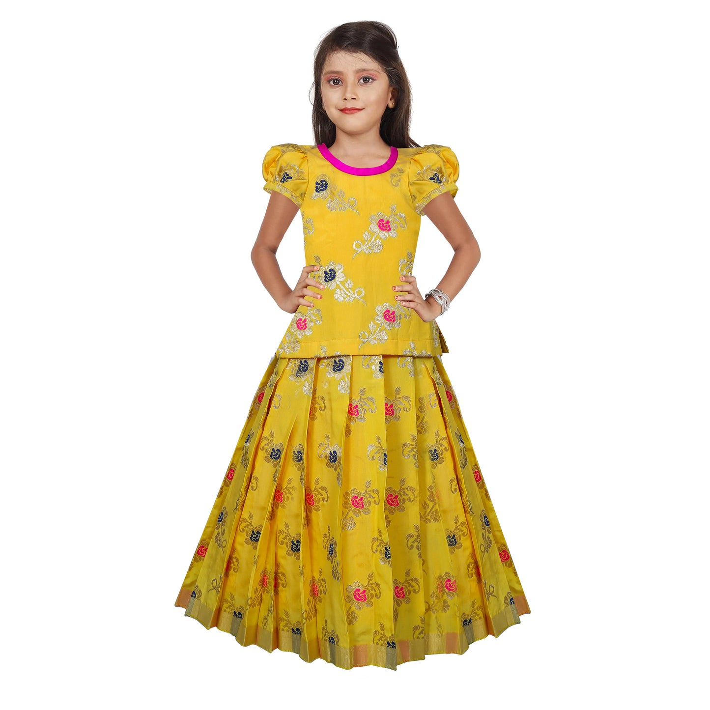 Adorable Yellow Pattu Pavadai