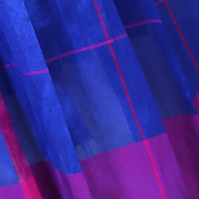 Hot pink and blue pattu pavadai