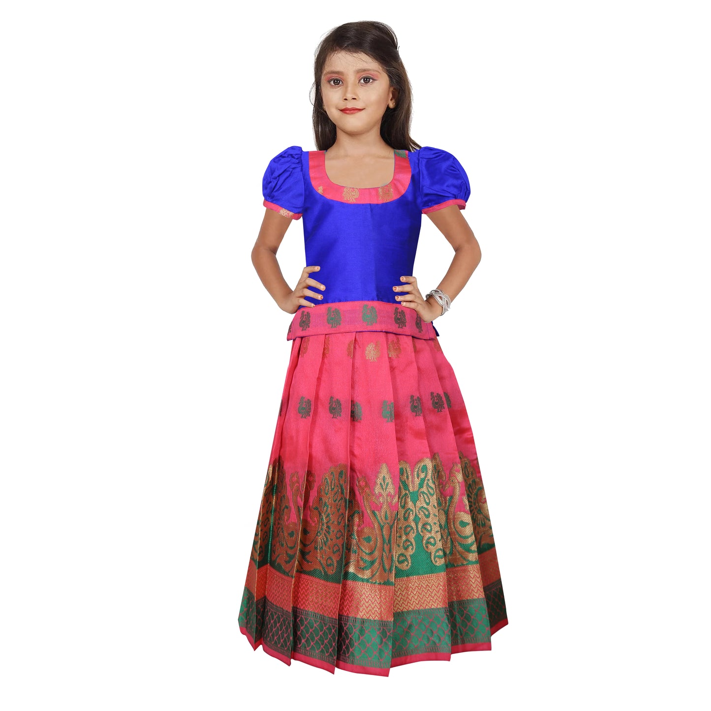 Royal Blue Pattu Pavadai for baby girl