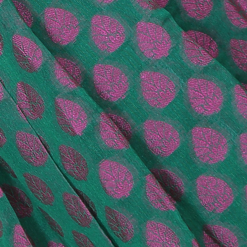 Hot pink and Green Pattu Pavadai