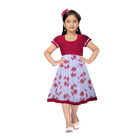 Carmine Red and White Gown Frock