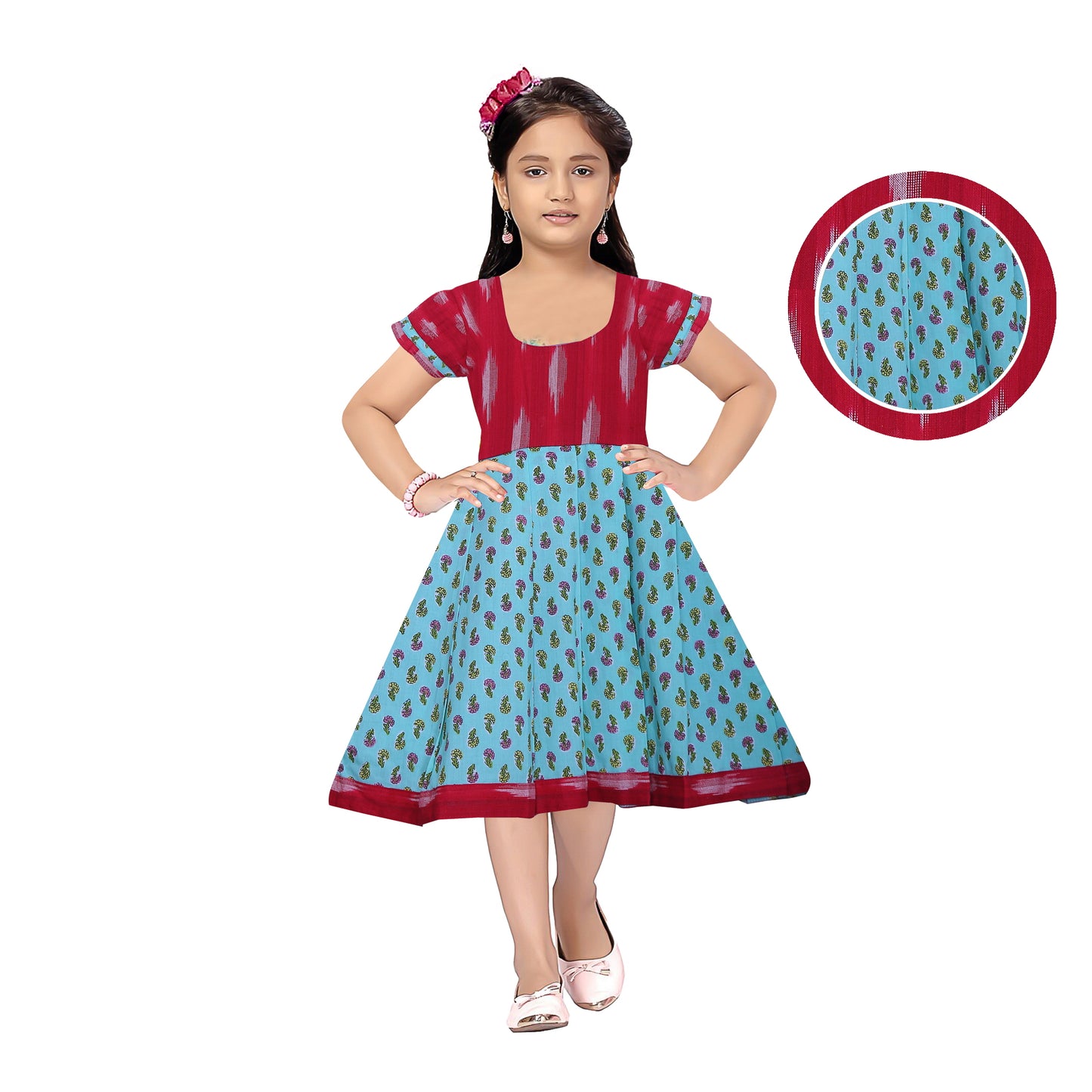 Stay on Trend with Our New Model Red ikat Long Frocks