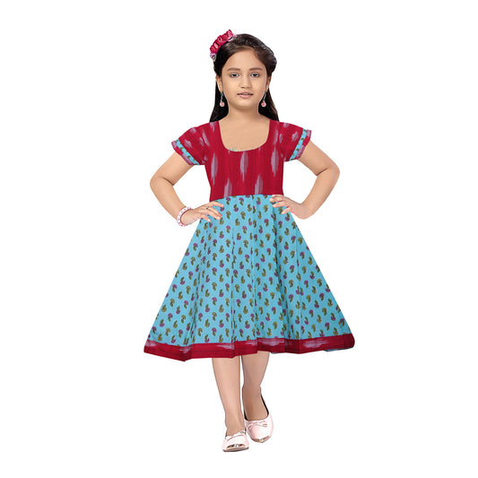 Stay on Trend with Our New Model Red ikat  Long Frocks
