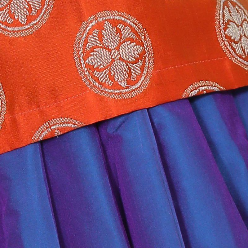 Dusk Blue Pattu Pavadai for baby girl