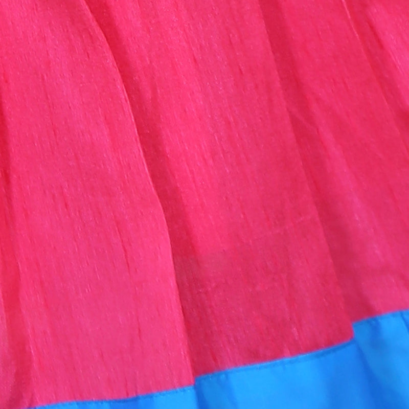 Hot pink and sky blue Pattu Pavadai