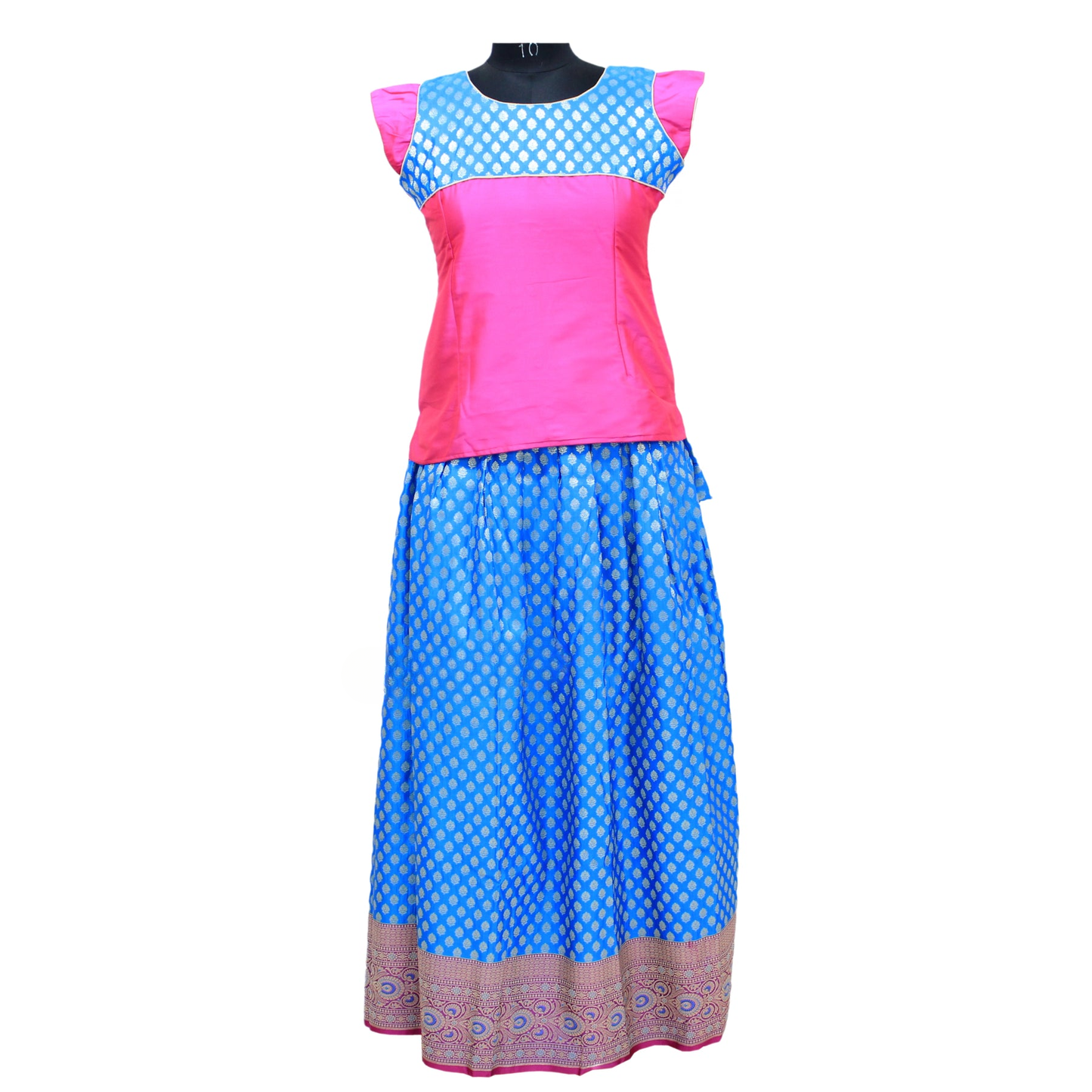 TRADITIONAL BANARASI PINK PATTU PAVADAI