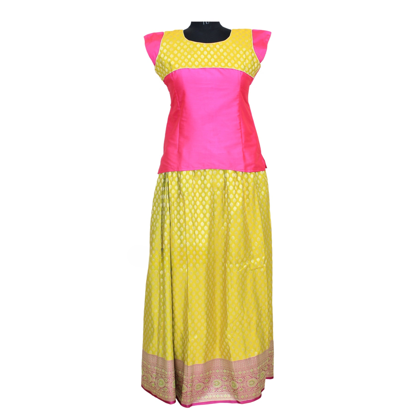 BANARASI TRADITIONAL YELLOW PATTU PAVADAI