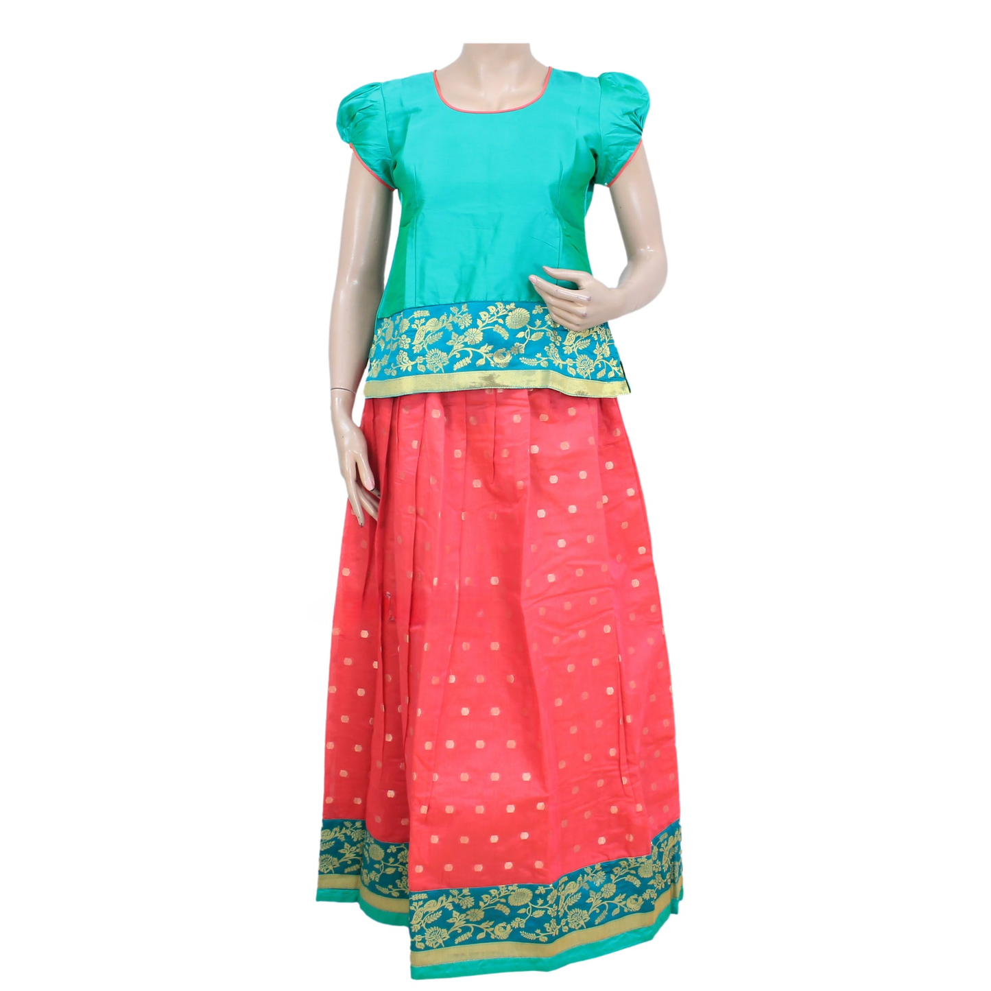 ELEGANT BLUE GREEN PATTU PAVADAI