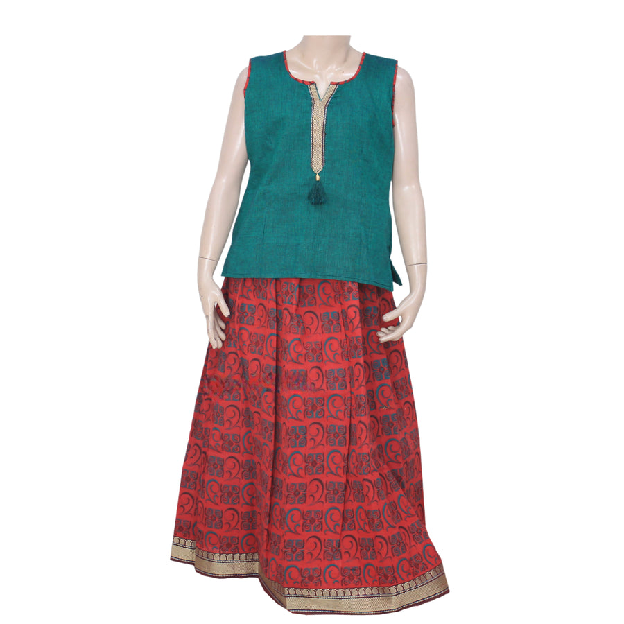 MANGALAGIRI PRINT COTTON PATTU PAVADAI