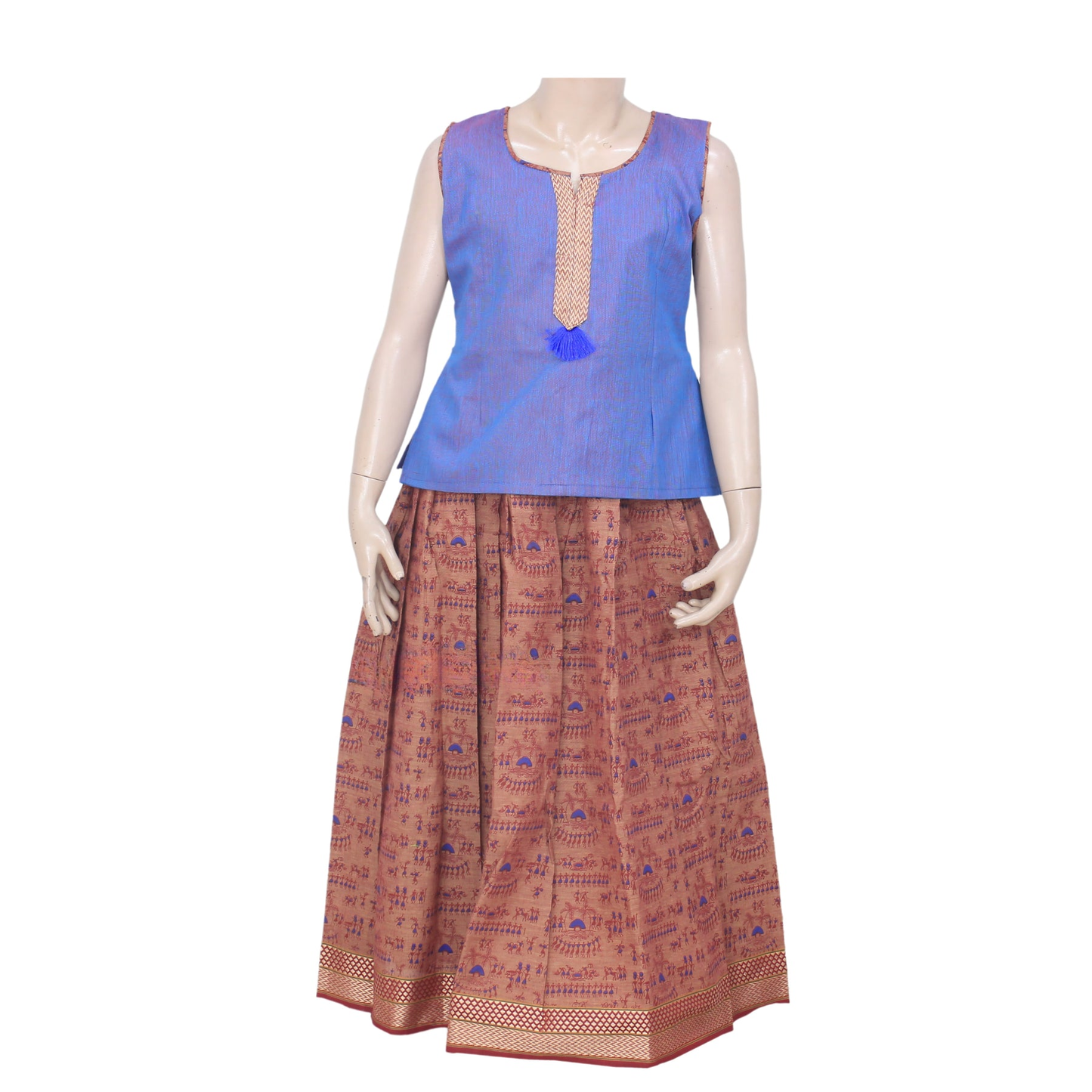 Blue Pure Cotton Pattu Pavadai
