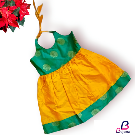 Elegant Green with Yellow Frock for Babies