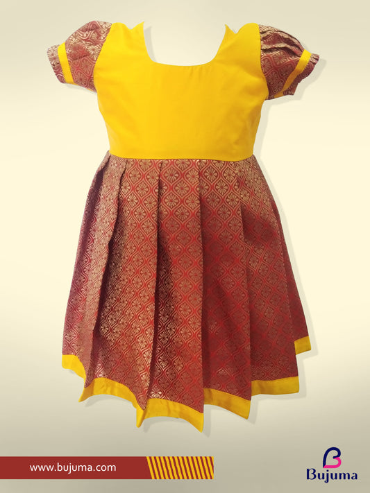 yellow colour frock suit design