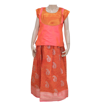 Beautiful Orange Pattu Pavadai