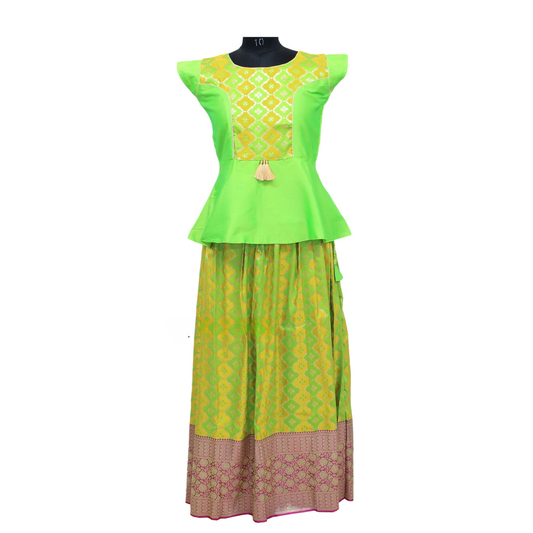 BANARASI GREEN PATTU PAVADAI