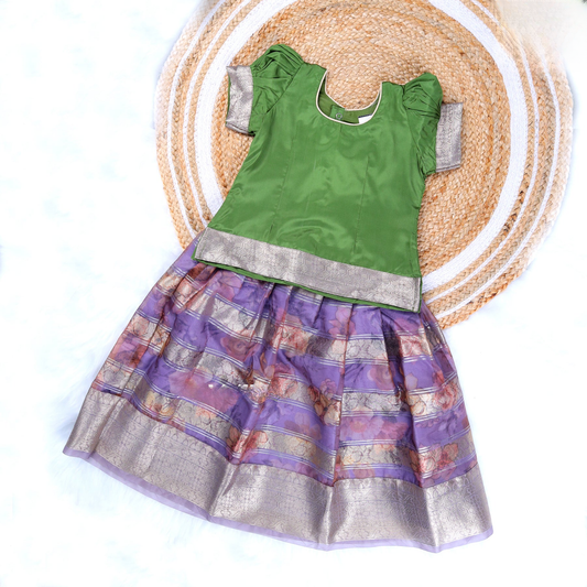 Green & Lavendar Pattu Pavadai Sattai