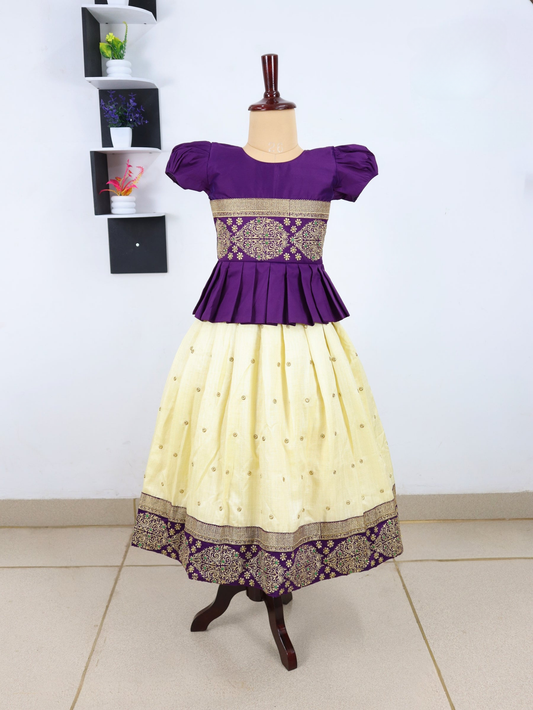 Traditional Karishma with Rich Golden Embroidery Pattu Pavadai