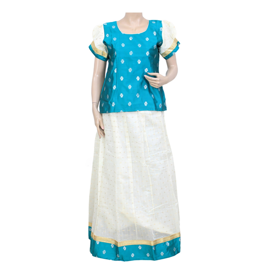KERALA SKY BLUE PATTU PAVADAI