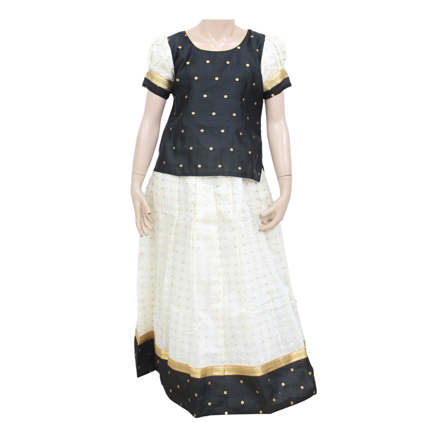 BLACK AND WHITE KERALA PATTU PAVADAI