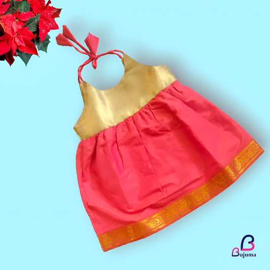 Adorable Golden with Orange frock for babies
