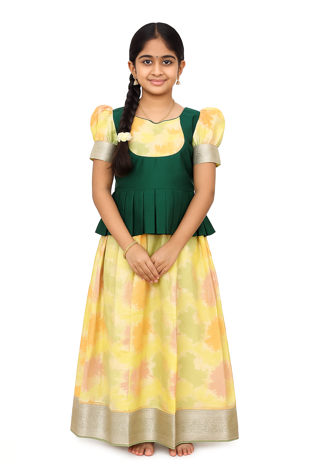 Beautiful Dark Green Designer Pattu Pavadai