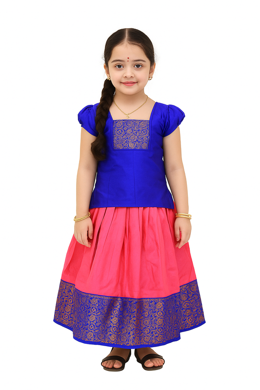 Traditional Blue Pattu Pavadai