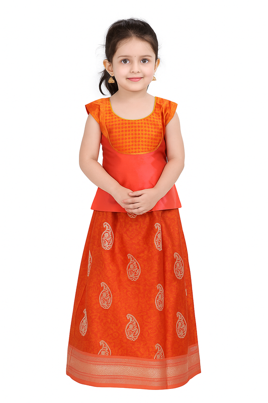 Beautiful Orange Pattu Pavadai