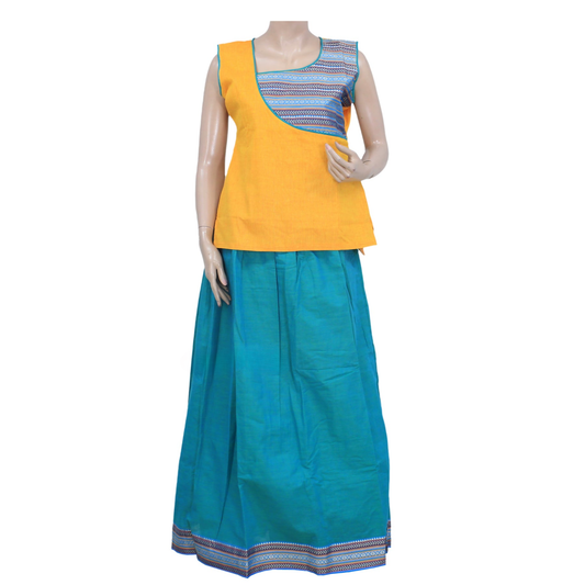 MANGALAGIRI YELLOW COTTON PATTU PAVADAI