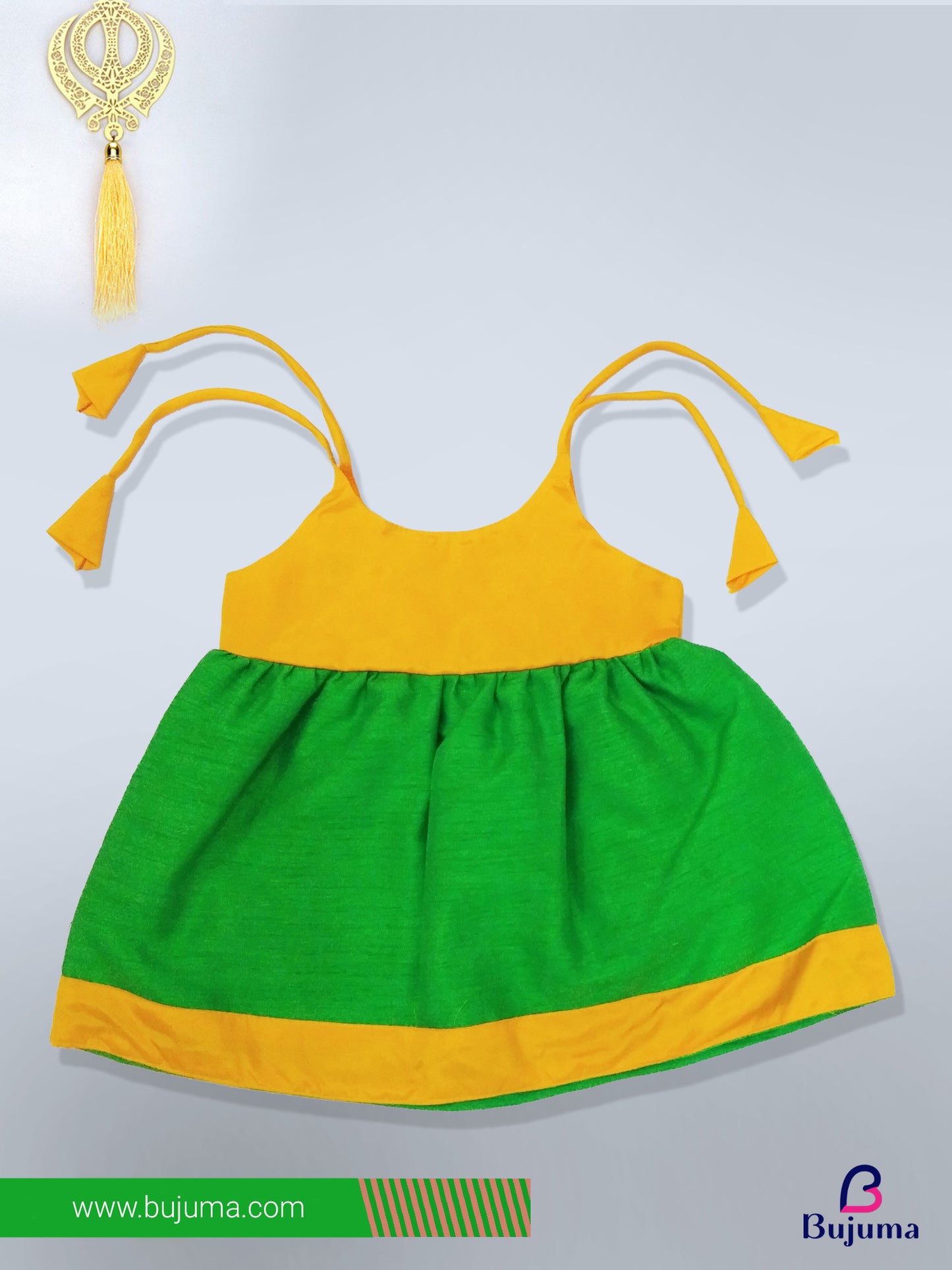 Cute green pattu frocks for babies