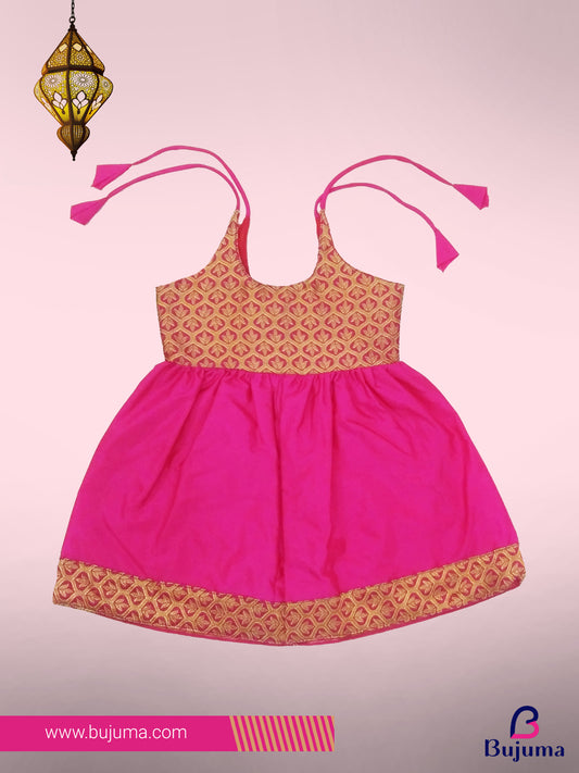 Adorable Pink Silk Frock for Baby Girl
